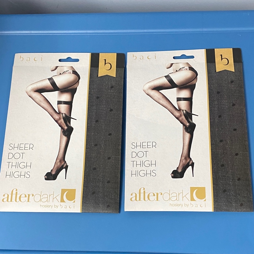 Baci Sheer Dot Thigh Highs - Black